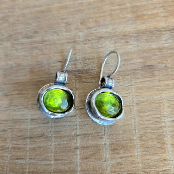 Silpada Natural Green Quartz sterling silver drop earrings. - Picture 1 of 6